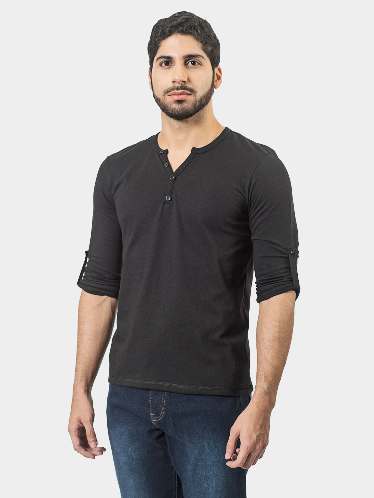 Camiseta henley manga larga a 3/4