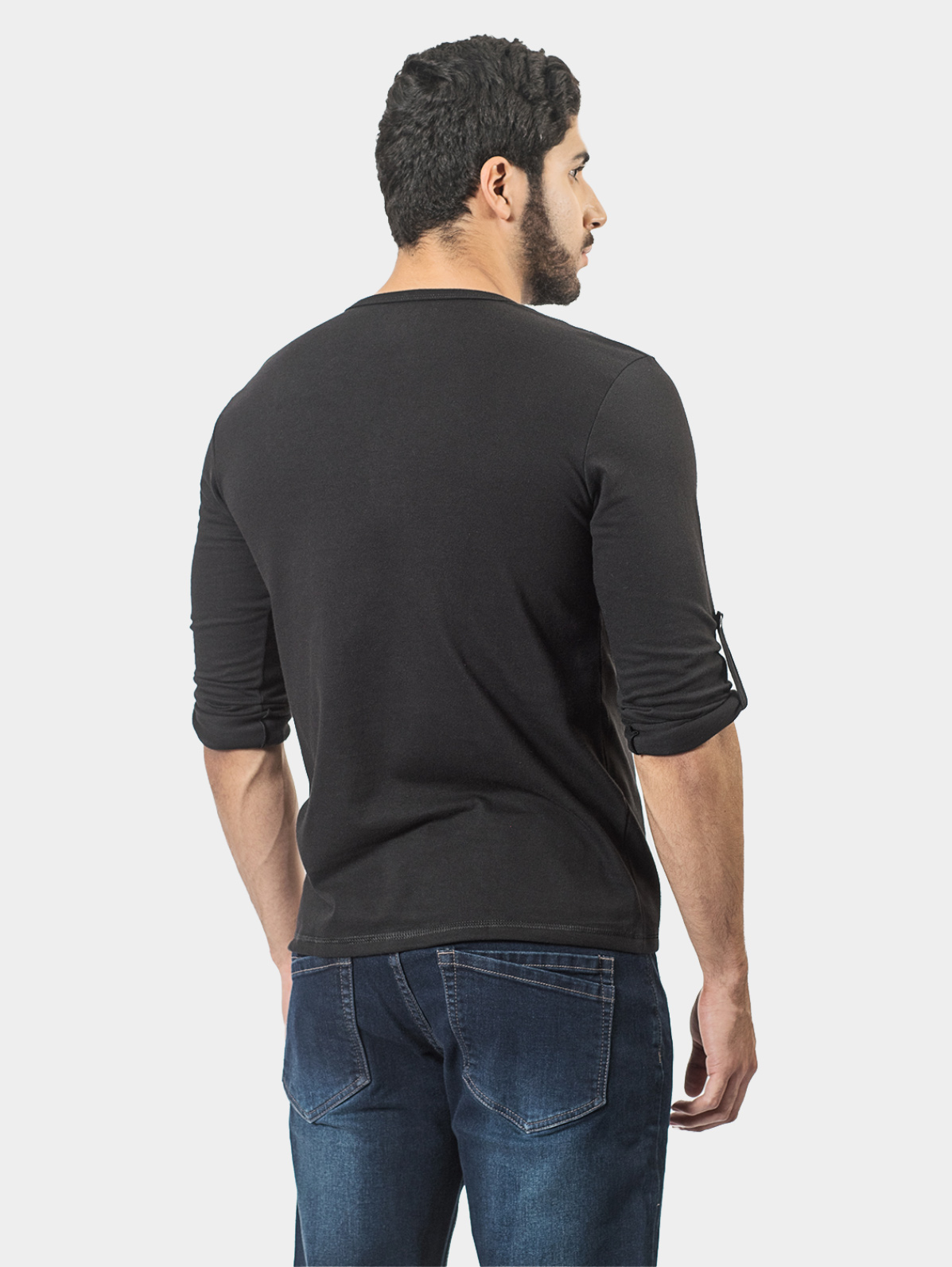 Camiseta henley manga ajustable 3/4