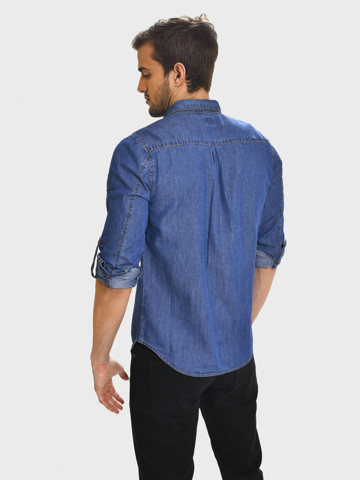 burlarse de Asco Agresivo Camisa denim manga 3/4